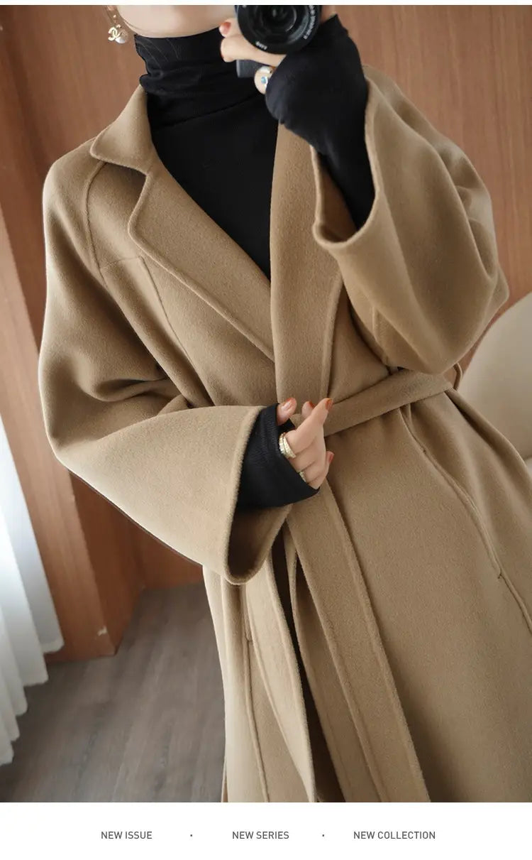 Reversible Cashmere Coat Women’s Mid-length Loose Over Knee Coat