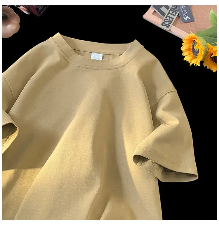 Stone Washed Ice-feeling Tencel Cotton Ice Silk Short Sleeve T-shirt