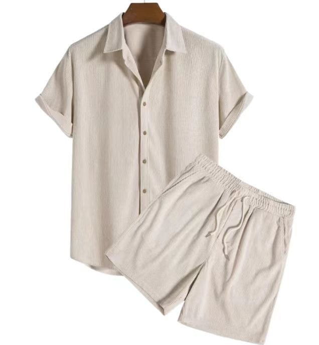 Casual Loose Multi-color Beachwear Cotton And Linen Short Sleeve Suit