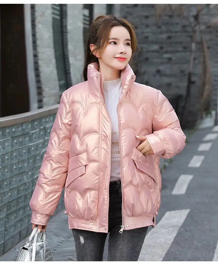 Women’s Cotton-padded Coat Korean Style Quilted Jacket Stand Collar Cotton-padded Jacket