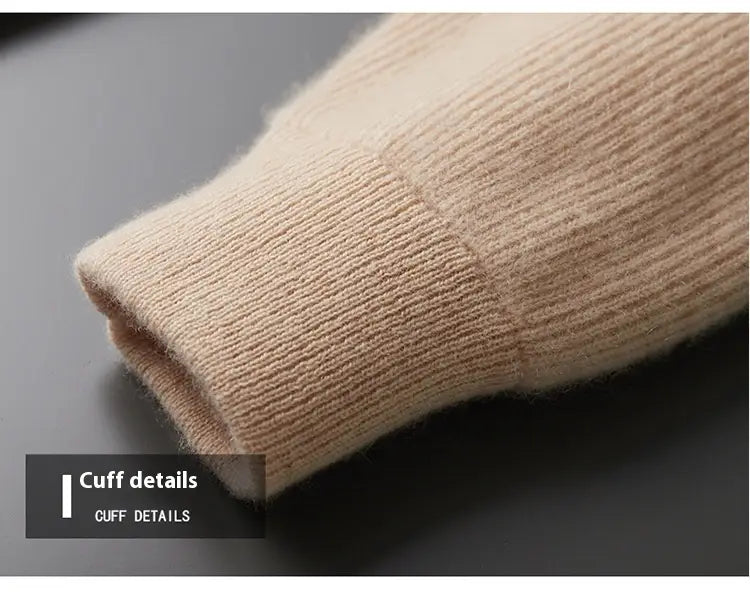 Men’s Cardigan Half Turtleneck Zipper Wool Coat Sweater