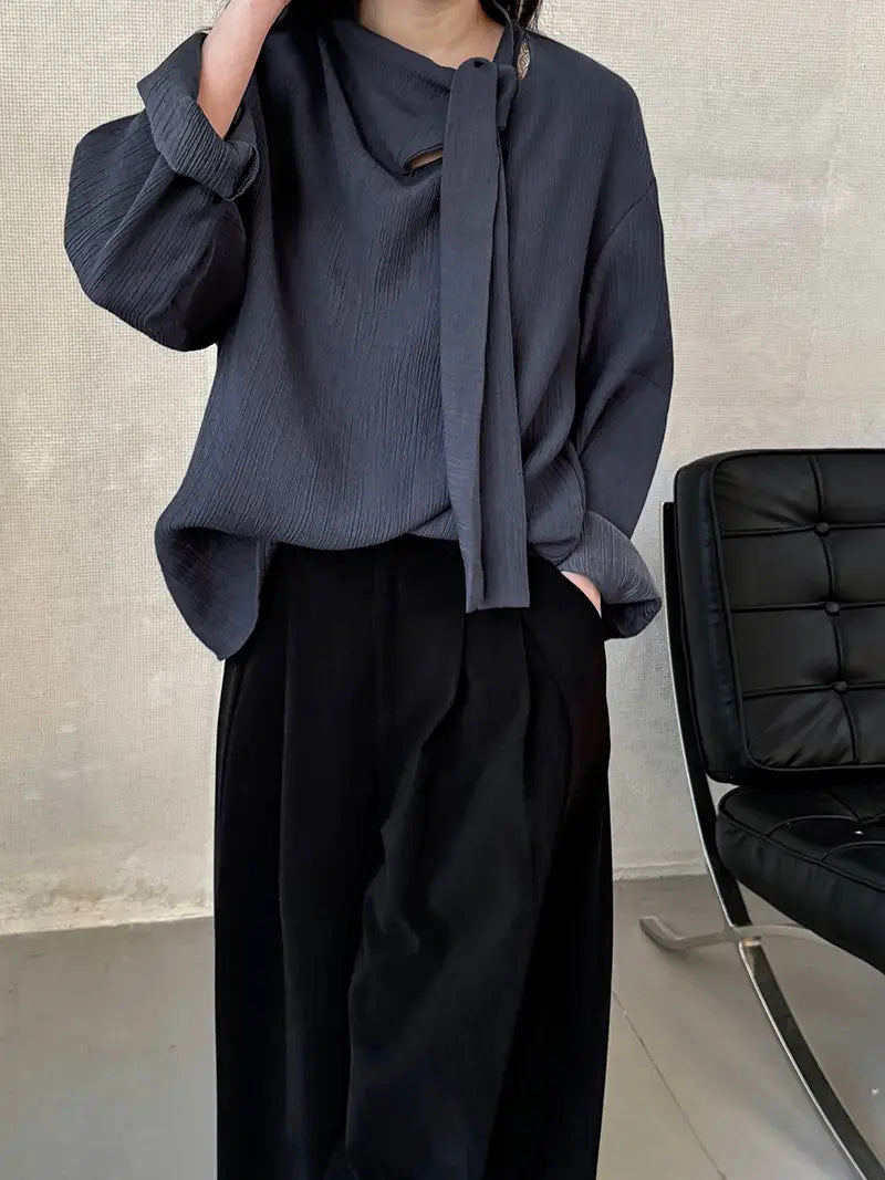 Retro Elegant Ribbon Texture Shirt For Women