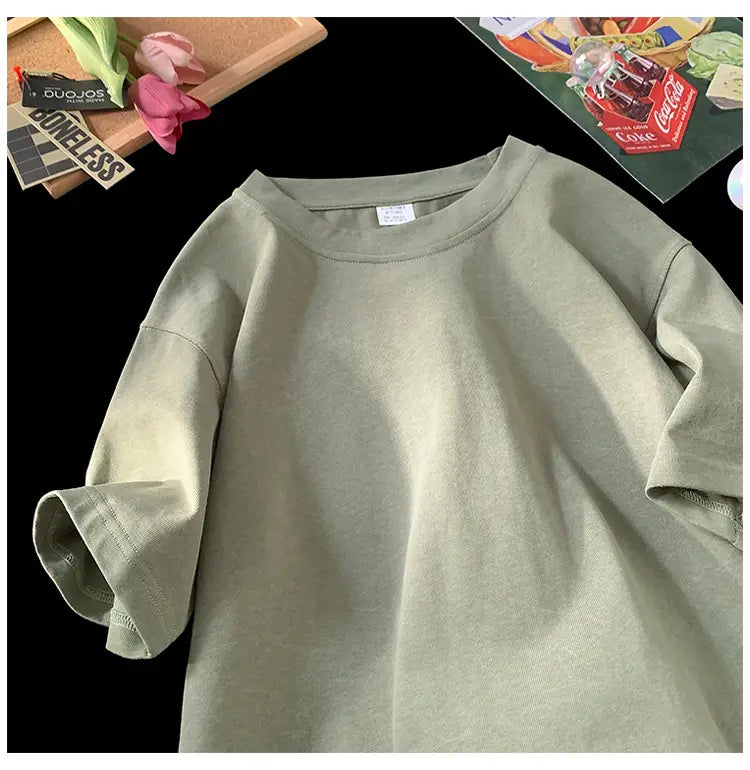Stone Washed Ice-feeling Tencel Cotton Ice Silk Short Sleeve T-shirt