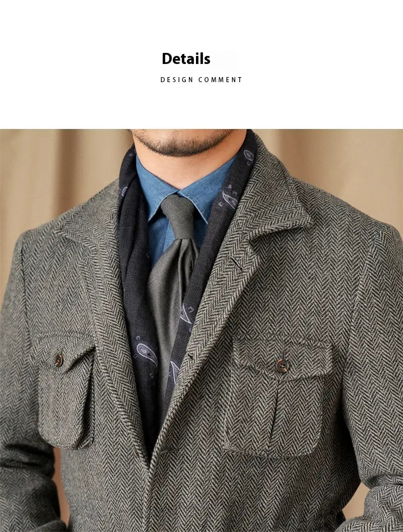Collar Safari Jacket Jacket Commuter Business Keep Warm And Handsome Jacket Men