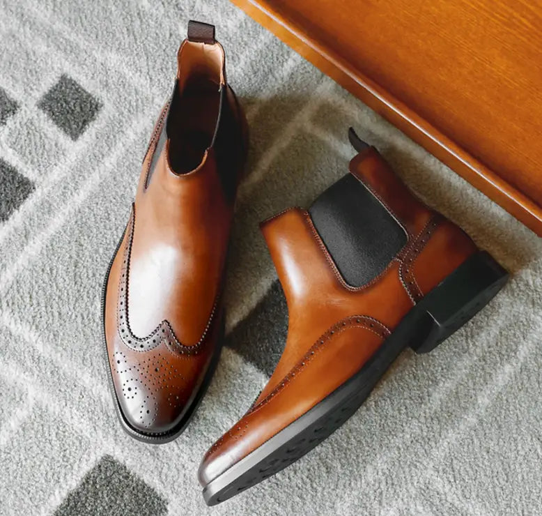 Men’s Leather Tips In Western Boots