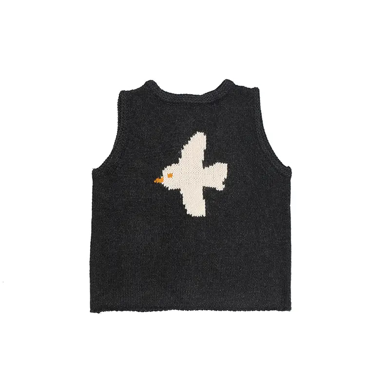 New Product Front and Back Two-Wear Bird Jacquard Lamb Wool Knitted Vest