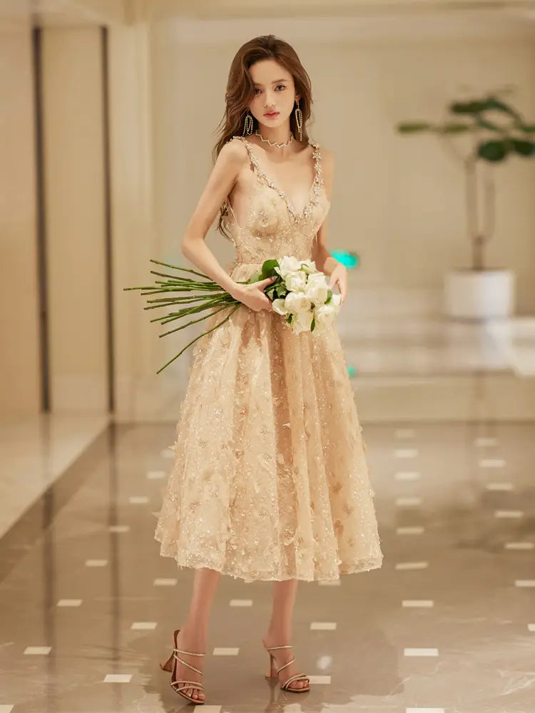 Women’s Crystal Suspender Birthday Engagement Cocktail Dress