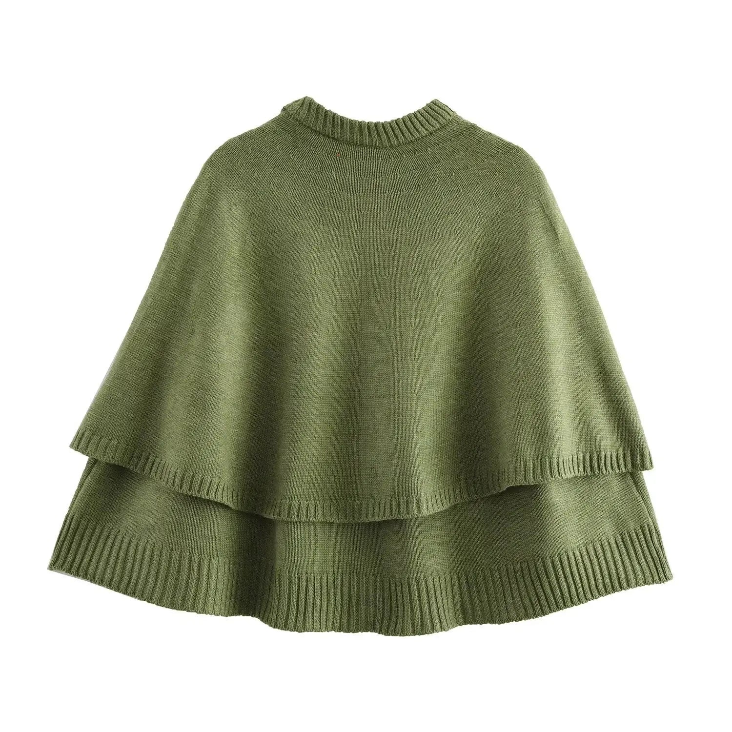 All-match Cloak Design Round Neck Knitted Coat