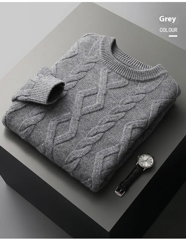 Men’s Thickened Round Neck Sweater Pullover Knitting Bottoming Shirt