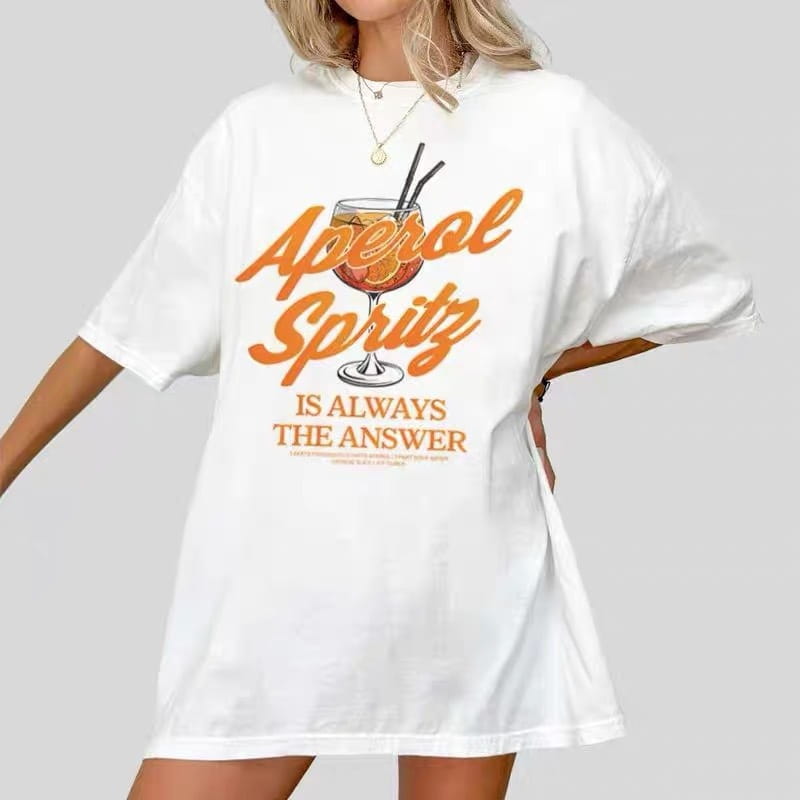 European And American Retro Printed Foreign Trade T-shirt Cute Solid Color