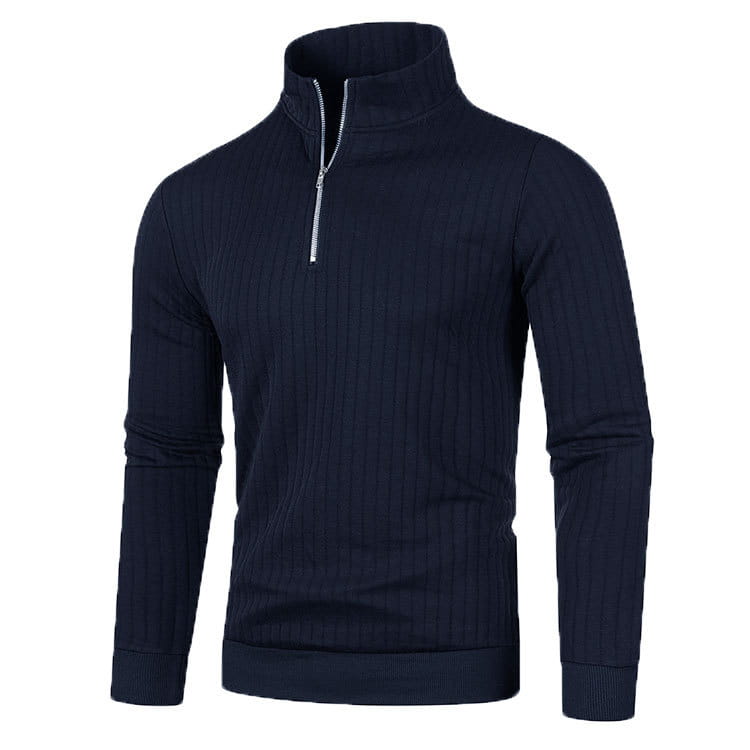 Leisure Pullover Men’s Half-high Collar Zip Sweater