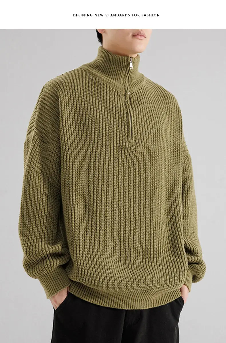 Men’s Turtleneck Half Zipper Thickening Thermal Sweater