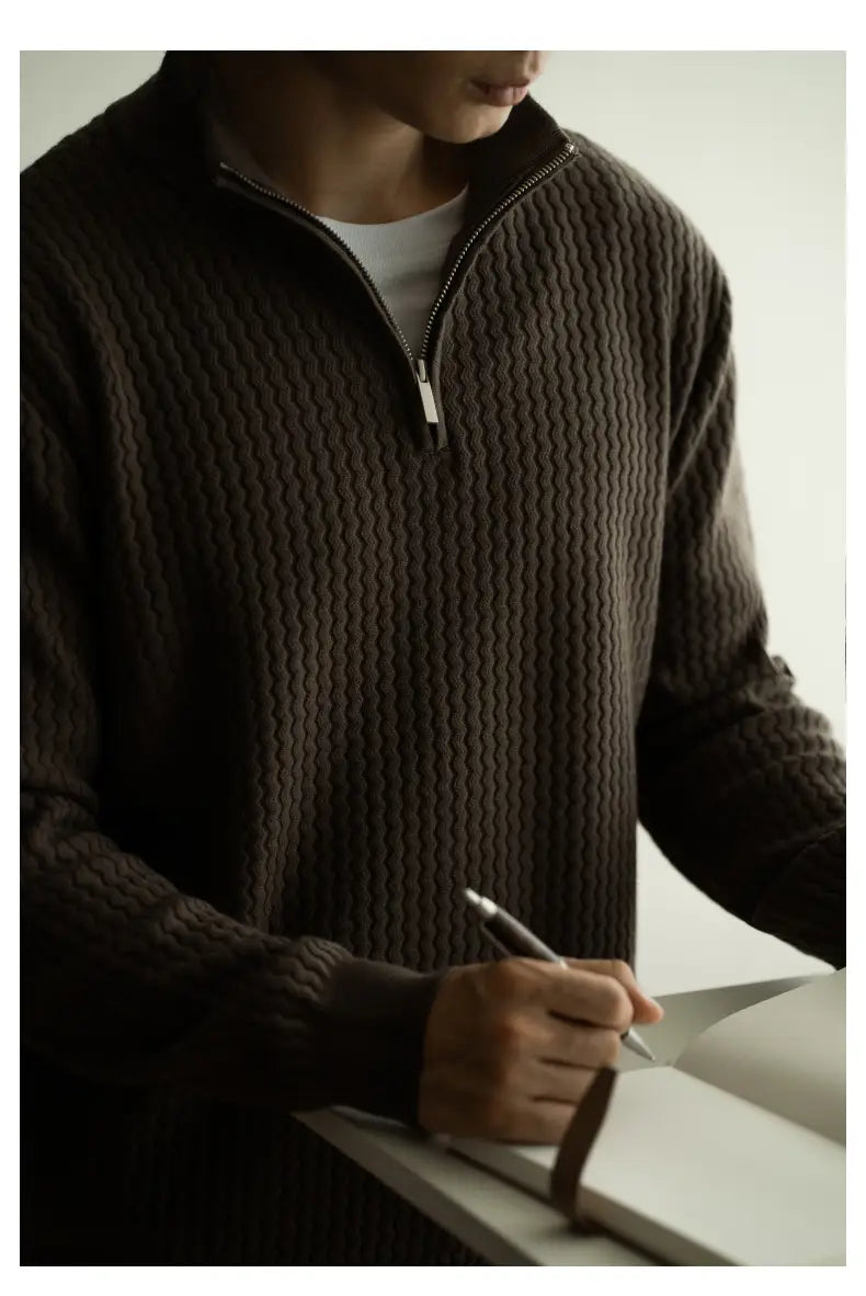 Turtleneck Zipper Sweater Men’s Coat Thick Long Sleeve