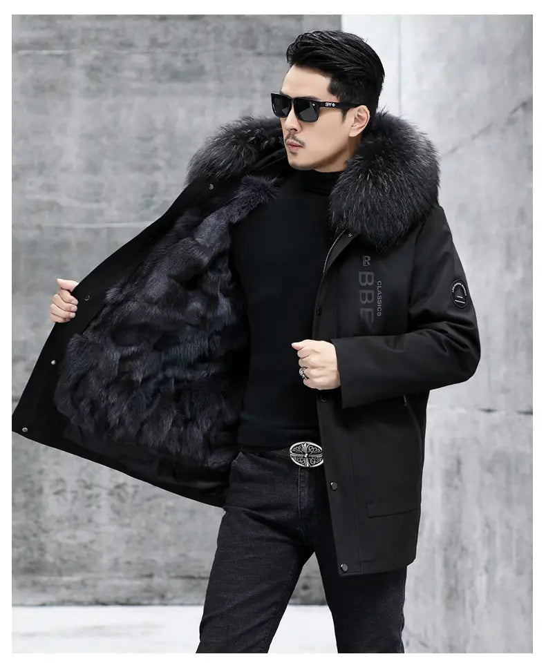 Fox Inner Pot Raccoon Hair Collar Fur Coat
