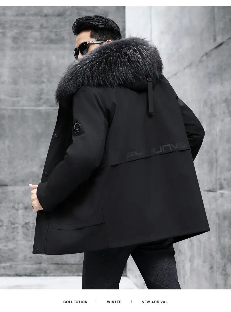 Fox Inner Pot Raccoon Hair Collar Fur Coat