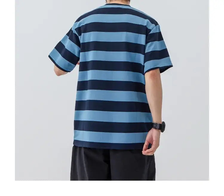 New Striped Short Sleeve Retro Striped Men