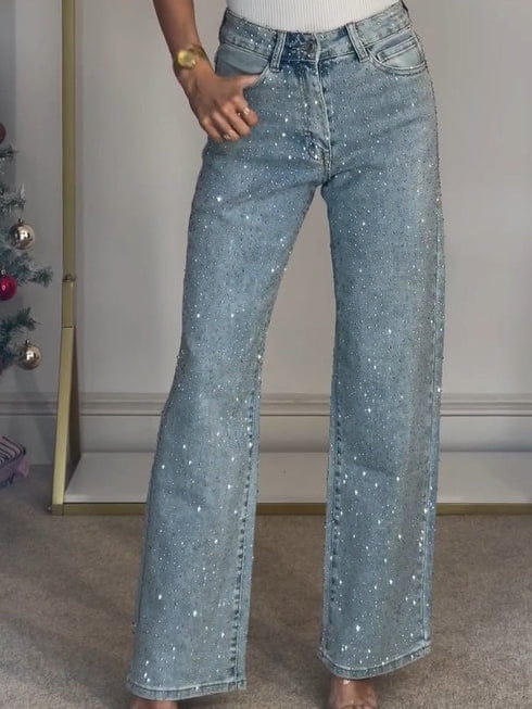 Women’s High-end High Waist Straight Personalized Hot Girl High Street Trousers