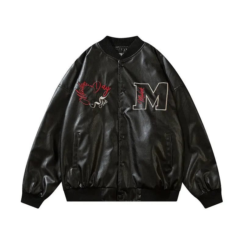 Men’s Loose Vintage Embroidered Baseball Jacket