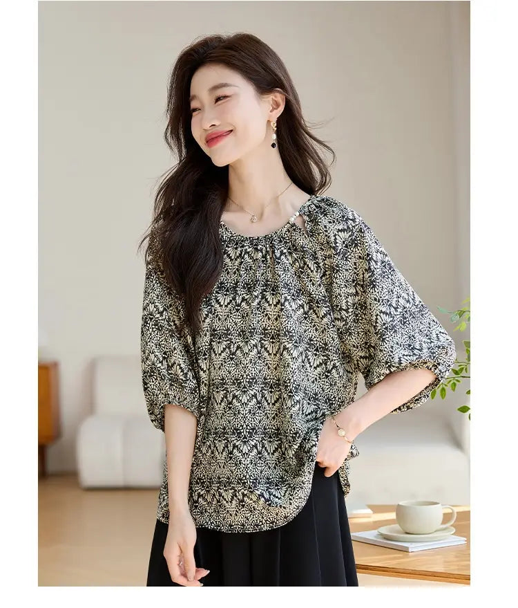 Women’s Loose Slimming 34 Sleeves Shirt