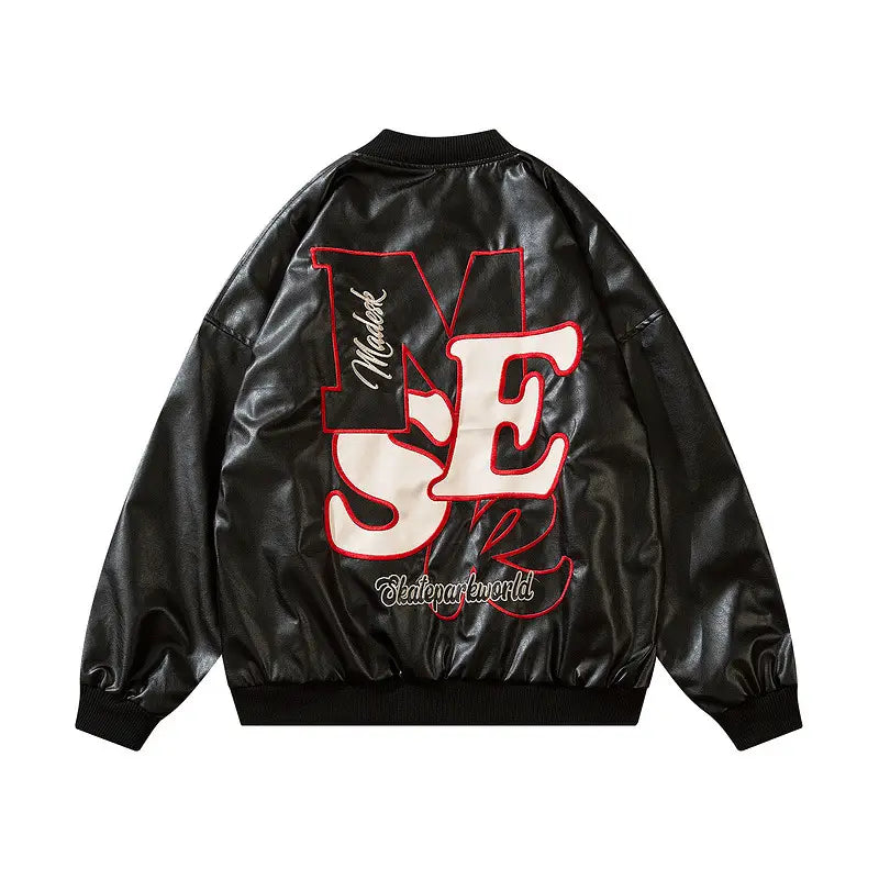 Men’s Loose Vintage Embroidered Baseball Jacket