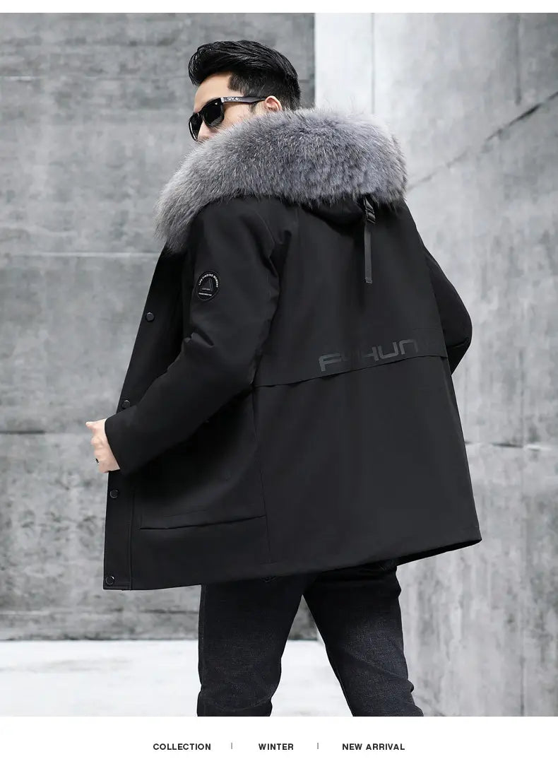 Fox Inner Pot Raccoon Hair Collar Fur Coat