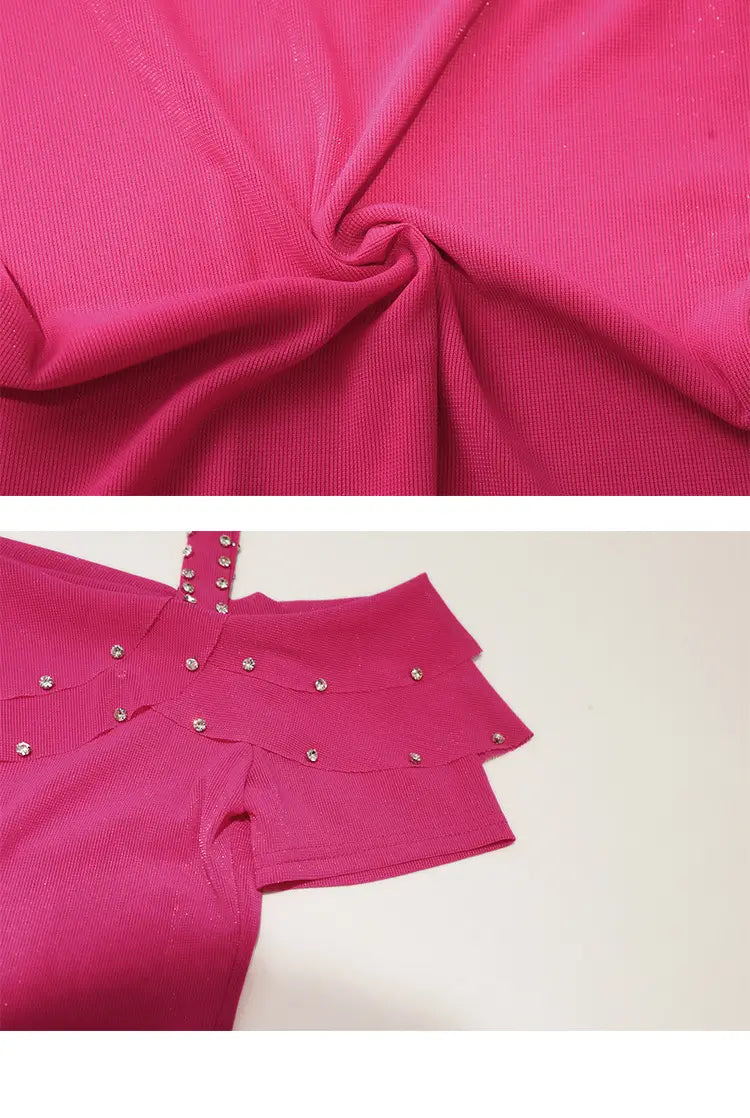 Ruffled Short Sleeves Off-the-shoulder Filamentation Top