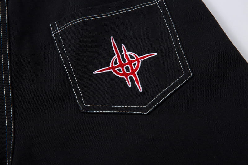 High Street Contrast Color Thorn Embroidery Wide Leg Casual Trousers