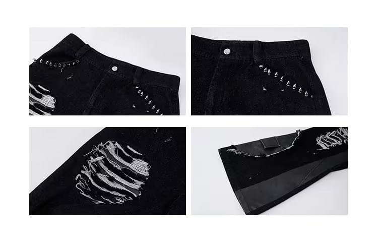 Retro Rivet Stitching Skinny Jeans