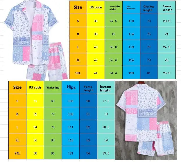 3D Digital Printing Men’s Casual Loose Shirt Shorts