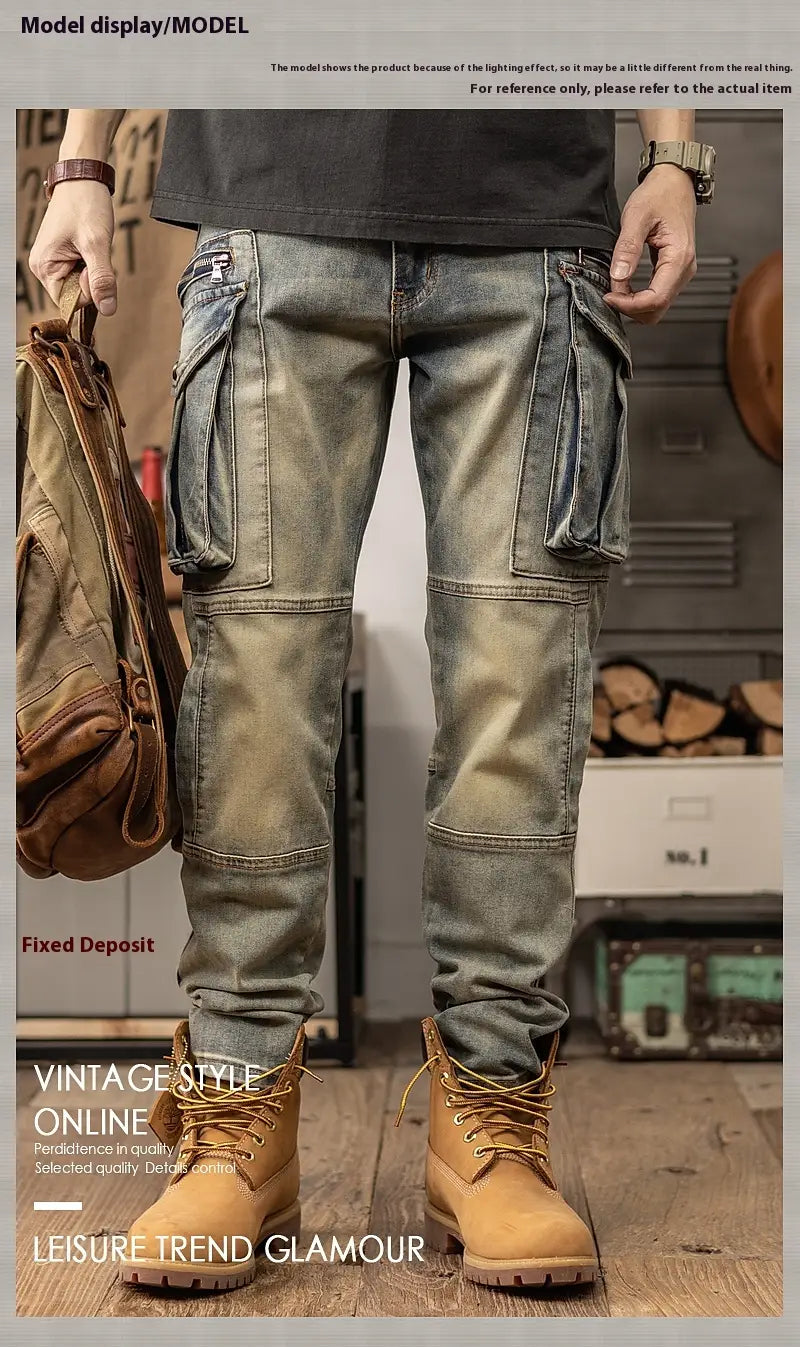 Spring And Autumn Retro Slim Fit Straight Leg Casual Pants