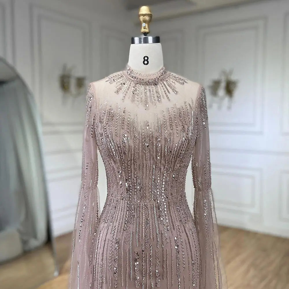 Elegant Flounced Sleeve Split Fishtail Dress
