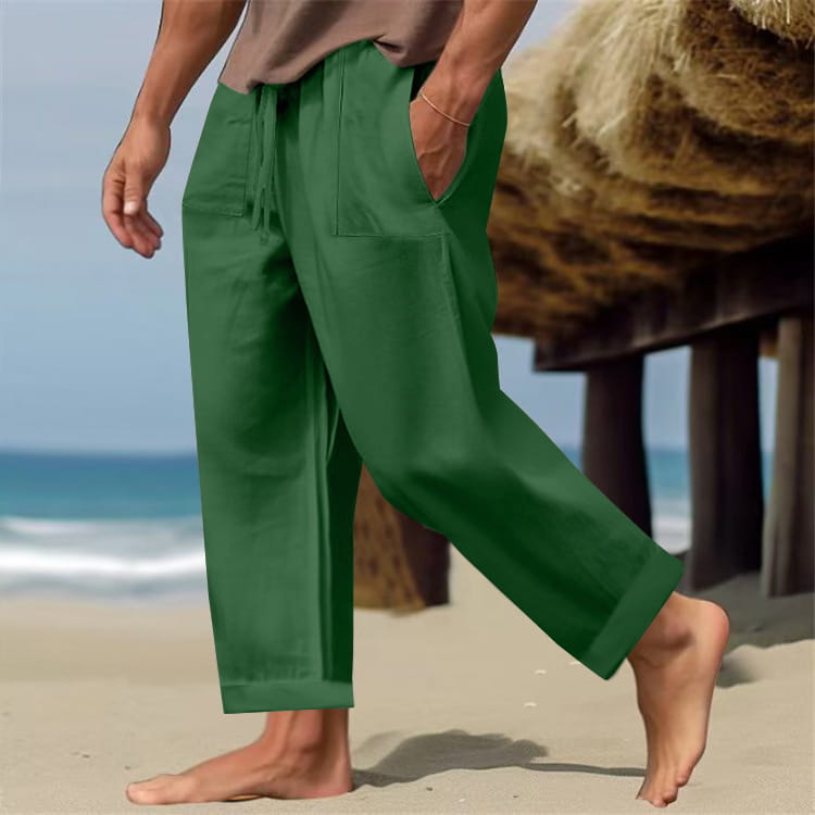 Men’s Linen Pure Color Comfort Breathable Casual Pants