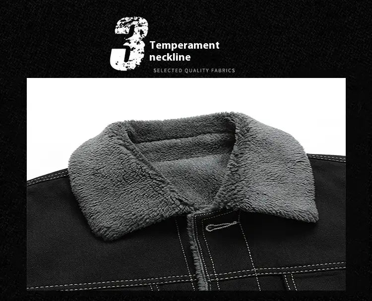 Denim Coat Fleece-lined Men Fashion Brands Jacket