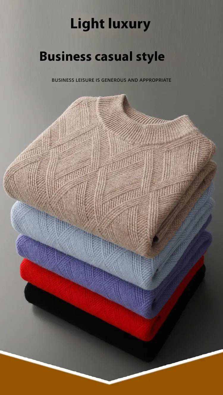 Woolen Sweater Men’s Half Turtleneck Thickened Sweater Casual