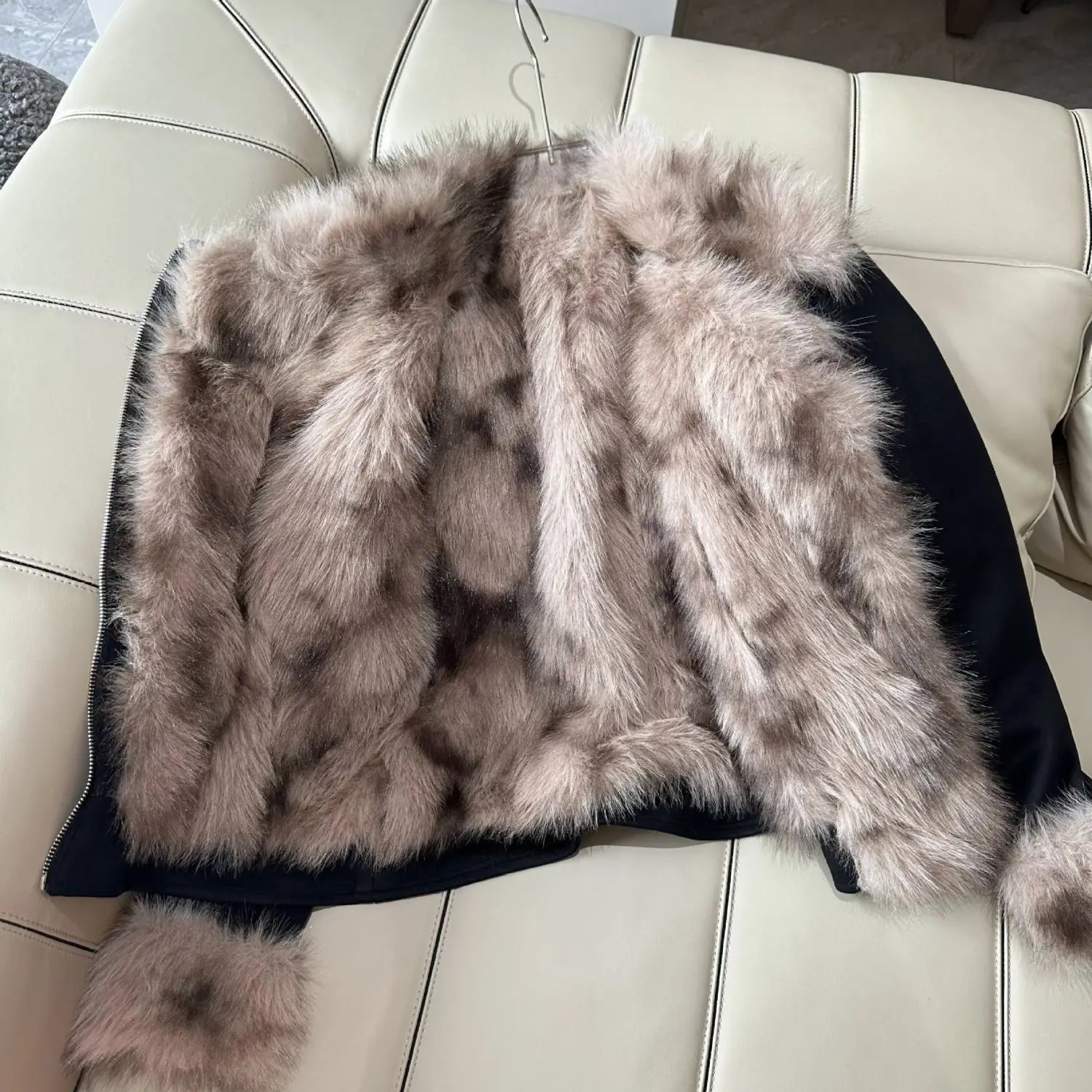 Winter Black Fur Motorcycle Warm Jacket