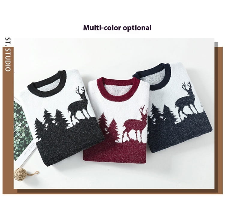 Men’s Round Neck Jacquard Pullover Sweater
