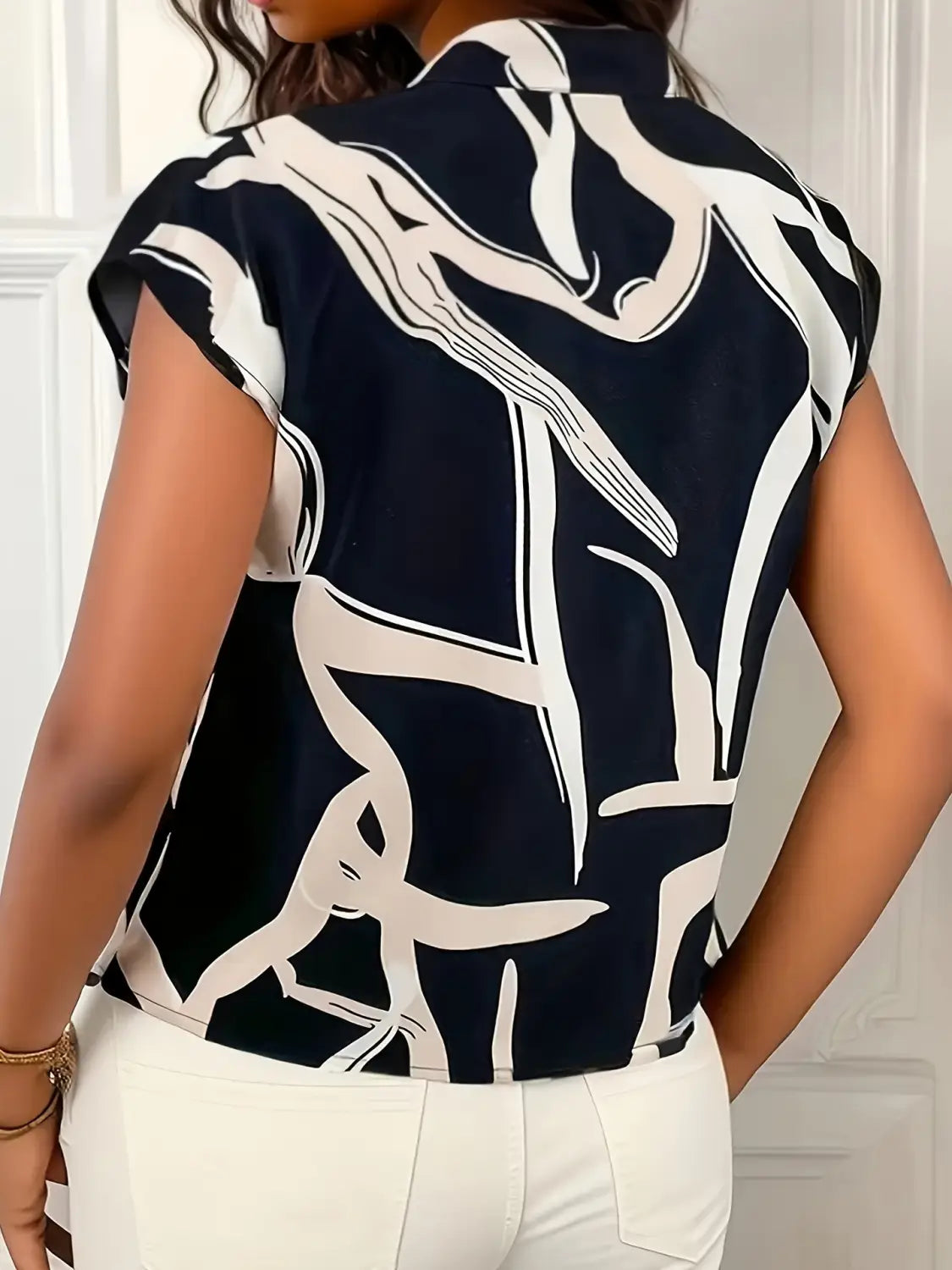 Women’s Shirt Printed Lace-up Top Fashionable All-match