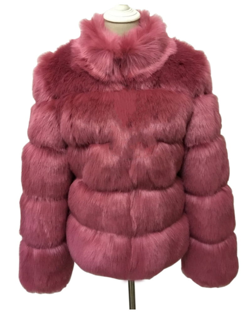 Fox Fur Slimming Stand Collar Splicing Coat