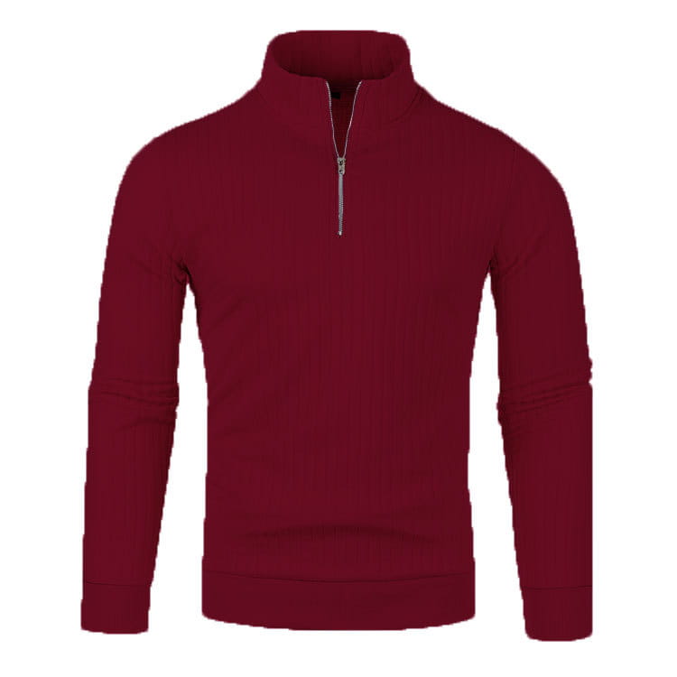 Leisure Pullover Men’s Half-high Collar Zip Sweater