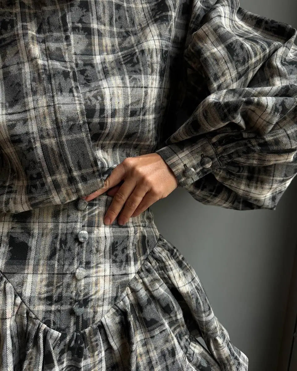 Ruffled Plaid Luxury Clothing for Women