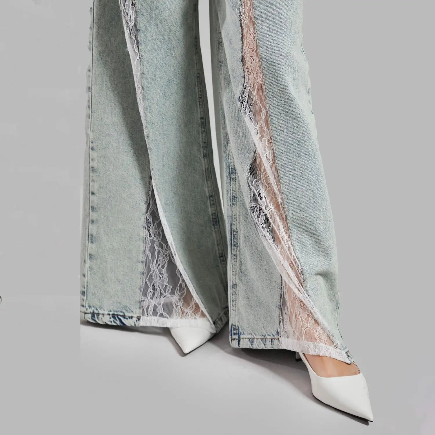 Street Lace Stitching Skinny Jeans