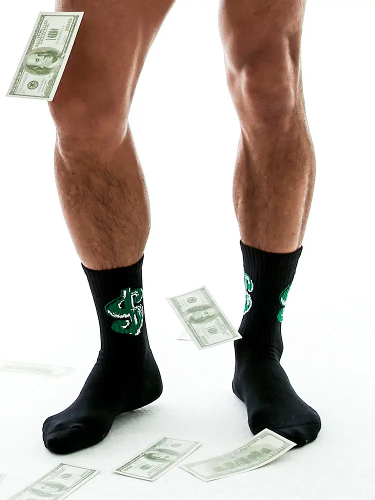 Dollar pattern men’s sports fitness basketball socks