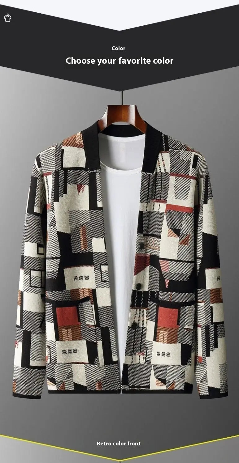 Special-interest Design Geometric Oil Painting Camouflage Top Men