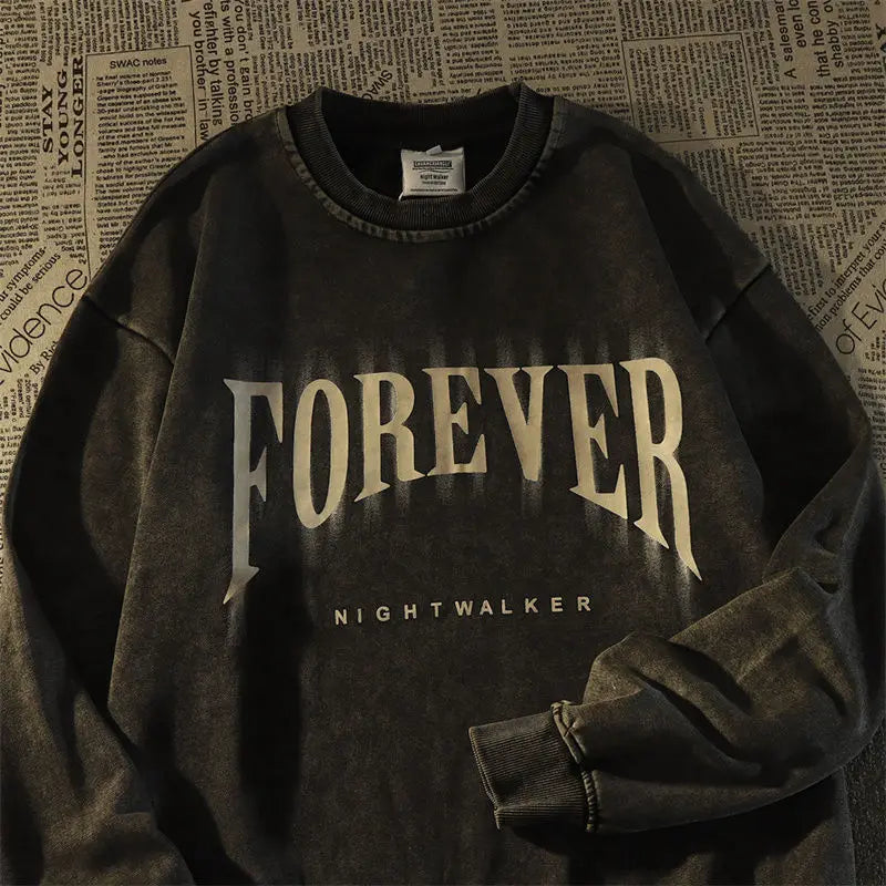 Wash Water Crewneck Hoodie Men’s Niche Retro Autumn Couple Top