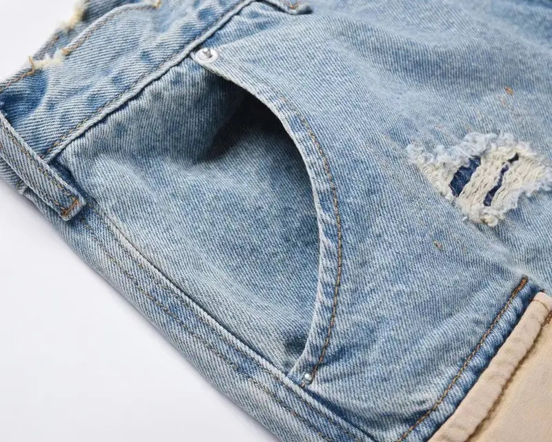 Knife Cut Big Hole Raw Fringed Tassel Wash Whisker Shorts