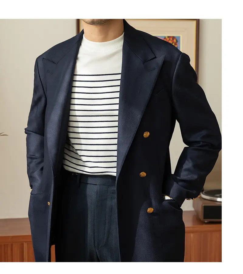 Business Commute Striped Design Contrast Color Long Sleeves Knitwear