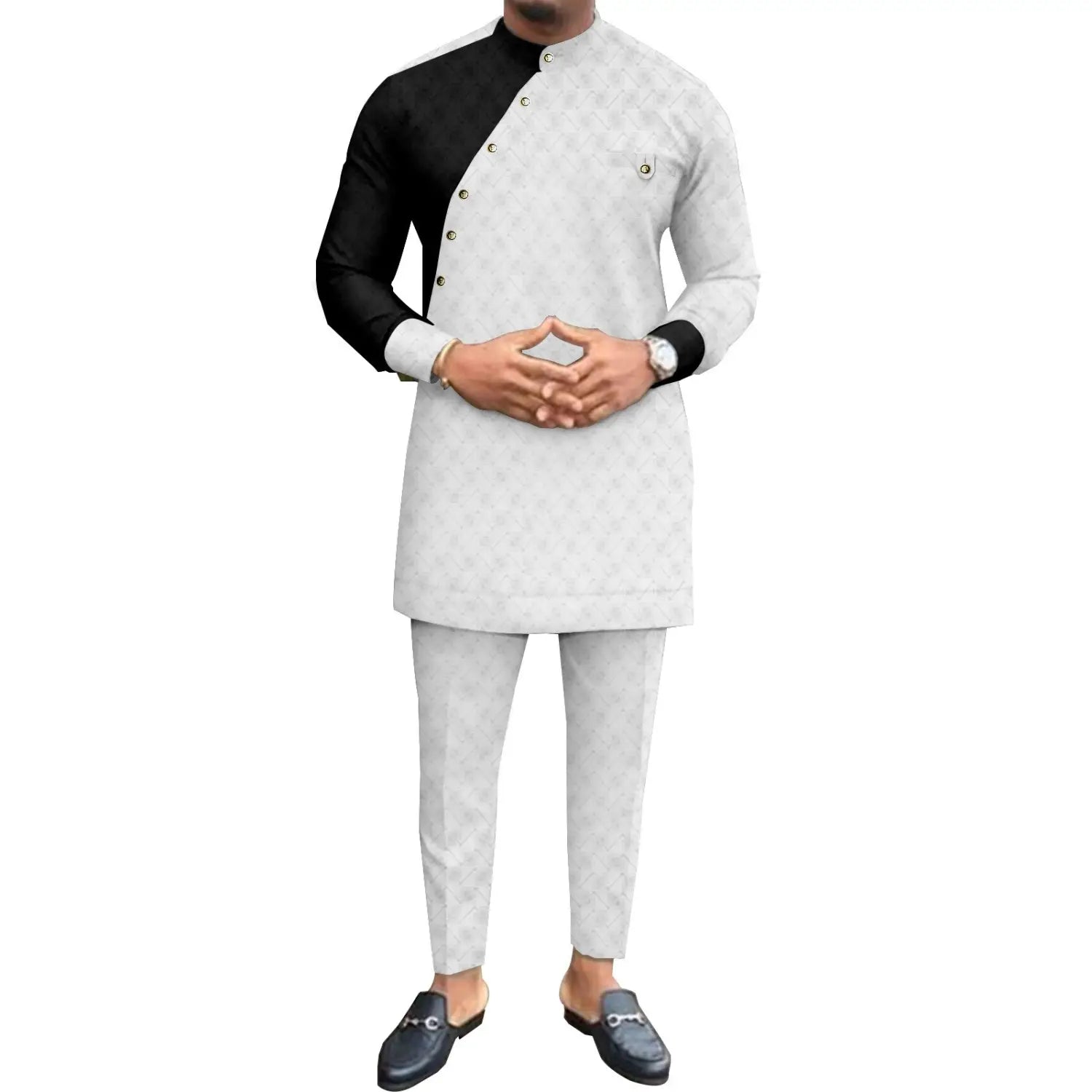 African National Pure Color Cotton Men’s Leisure Suit Top Pants