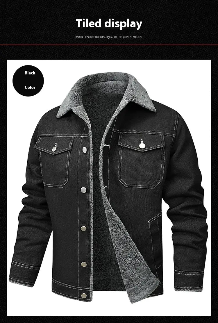 Denim Coat Fleece-lined Men Fashion Brands Jacket