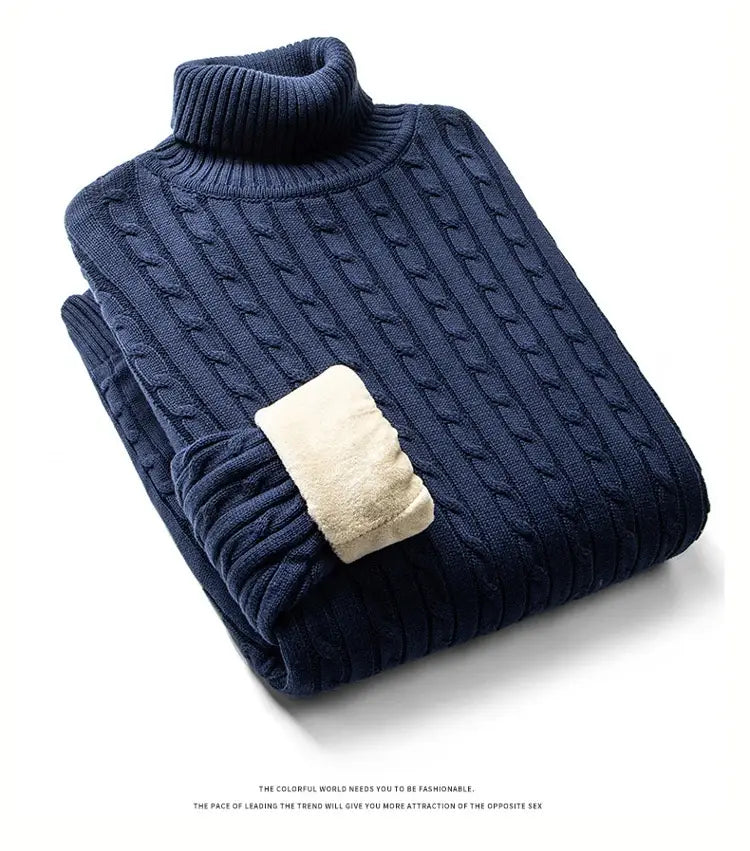 Men’s Fleece-lined Thick Neck Sweater