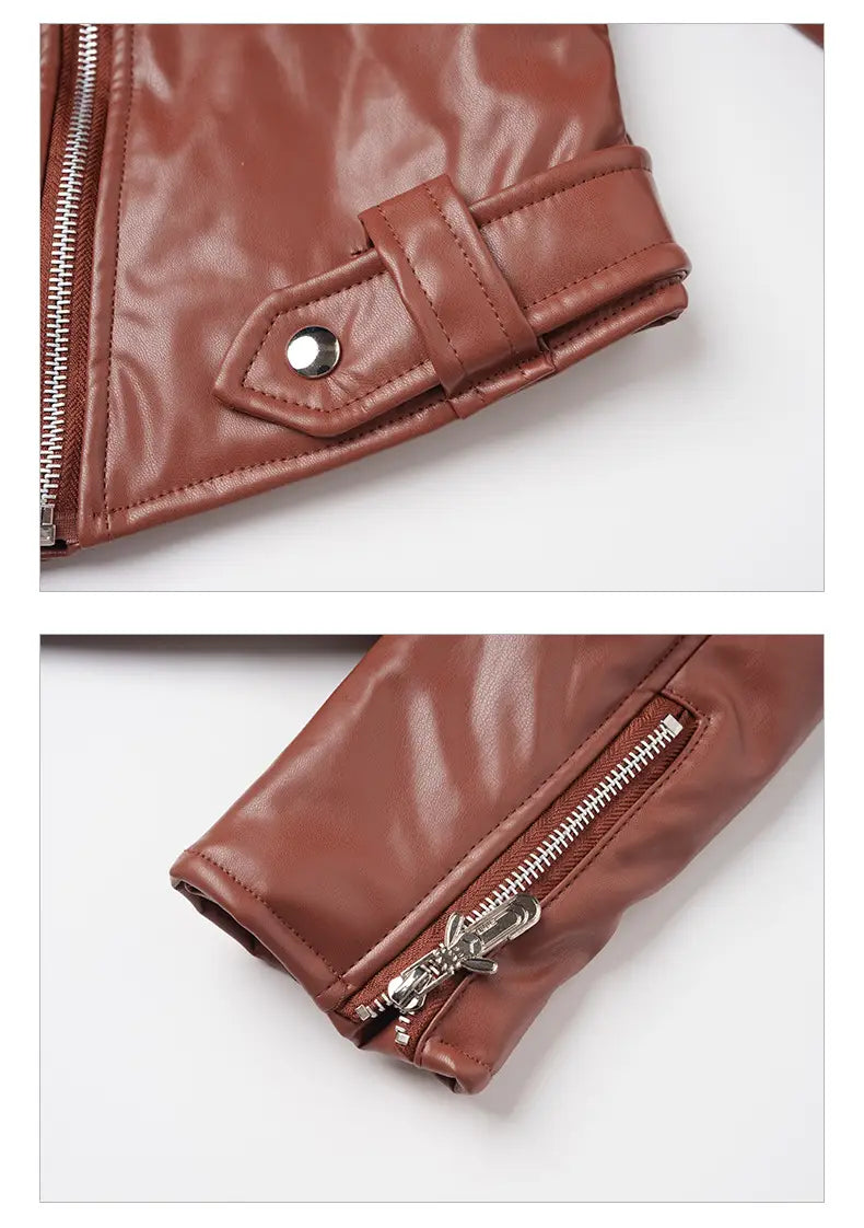 Women’s Leather Top Slim Fit Short Cotton High Waist